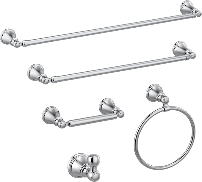 Delta Woodhurst (1-Pack) Toilet Paper Holder Polished Chrome Tissue Roll Holder for Bathroom Organization and Storage Pivoting Toilet Tissue Holder Wall Bathroom Accessories 73250