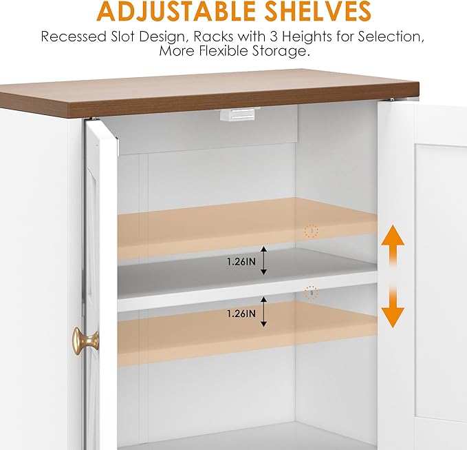 Bathroom Wall Cabinet, Farmhouse Medicine Storage with Towel Bar, White | 2 Doors, Adjustable Shelves & 5 Hooks. Space-Saving Wall Storage for Over Toilet, Laundry, Kitchen, Living Room