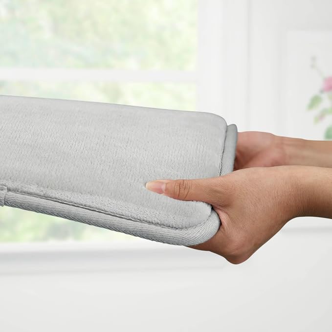 Memory Foam Bath Mat Non Slip Absorbent Super Cozy Velvet Bathroom Rug Carpet (24 inches X 48 inches, Silver)