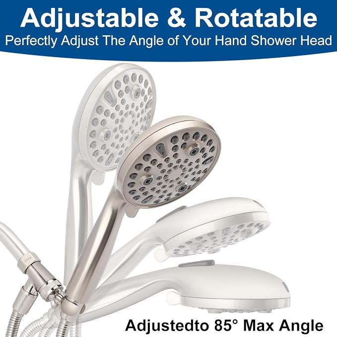 Shower Head with Handheld - All Metal Holder and Long Hose, High Pressure | All Metal Holder and Long Hose, Multi Mode Adjustment High Pressure Showerhead Sprayer