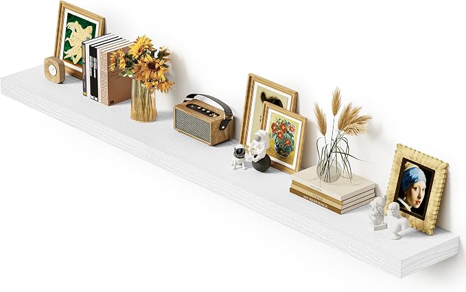 Vivelove Deep Floating Shelves 72x12” Set of 1, White | Easy Install With Hardware, 2" Thick, Invisible Brackets, Wall Mounted, No Sagging, For Any Room