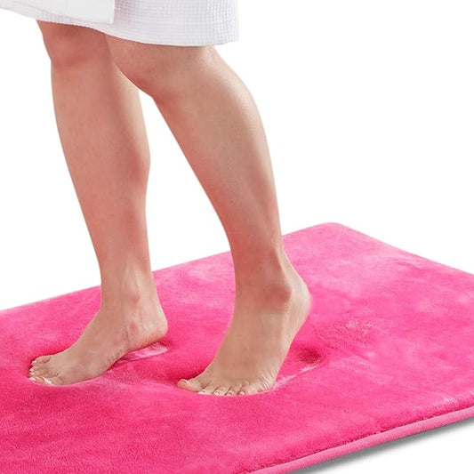 Memory Foam Bath Mat Non Slip Absorbent Super Cozy Velvet Bathroom Rug Carpet (72 inches X 24 inches, Fuschia)