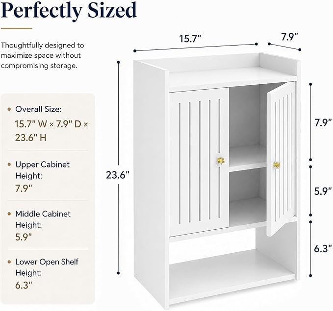 HAYOFAMY 4-Tier Wall Bathroom Storage Cabinet 7.9" D x 15.7" W x 23.6" H | PVC Medicine Cabinet Organizer with Door, for Living Room Kitchen Entryway Small Space
