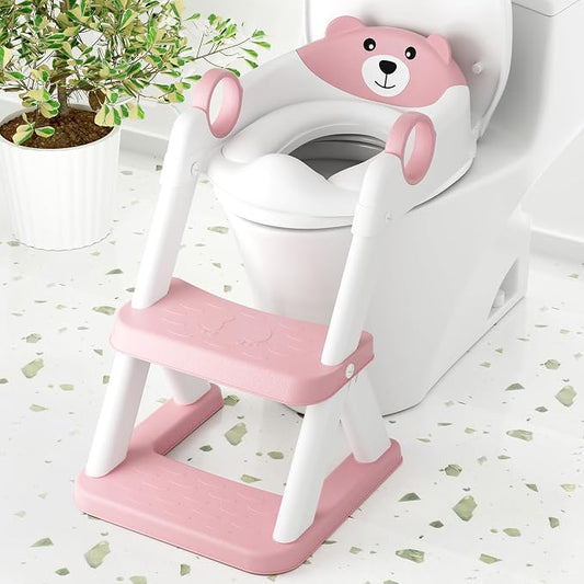 COOSEYA Toilet Seat, Potty Training Seat for Toddler, Upgraded 2-in-1 Potty Toilet Training for Boys and Girls, Waterproof Cushioned Mat with Non-Slip Step Stool