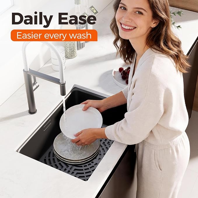 Snuggery Silicone Sink Protector for Kitchen Sink, 19"x13" Center Drain | Scratch protection, cushions fragile dishes and glassware, dishwasher safe, food-grade silicone, 446°F heat resistant