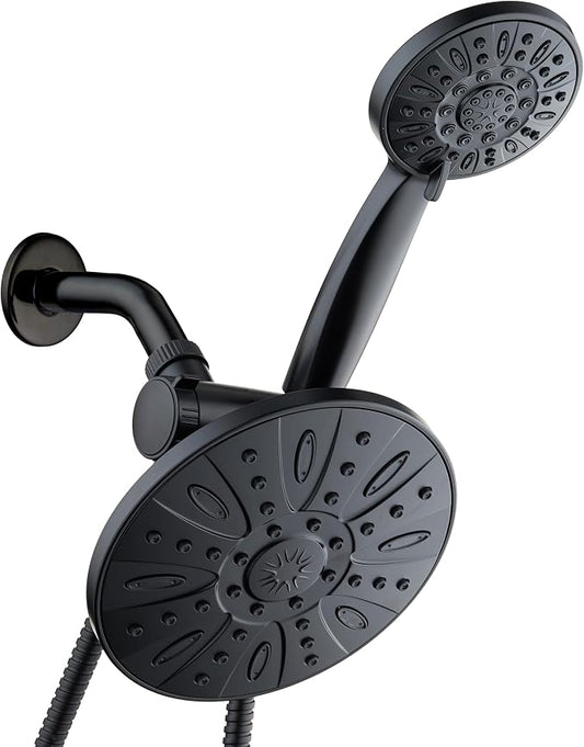 AquaDance 7" Premium High Pressure 3-way Rain & Handheld Shower Head Combo | Enjoy Luxury 7-inch Showerhead & 6-mode Hand Shower Separately or Together! Premium Stainless Steel Hose - Black