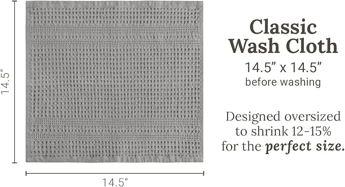 GILDEN TREE Waffle Towels Wash Cloths for Showering, Exfoliating Washcloth Face Towels, Quick Dry Towel Cotton Washcloths Set of 4, Classic Style (Pewter)