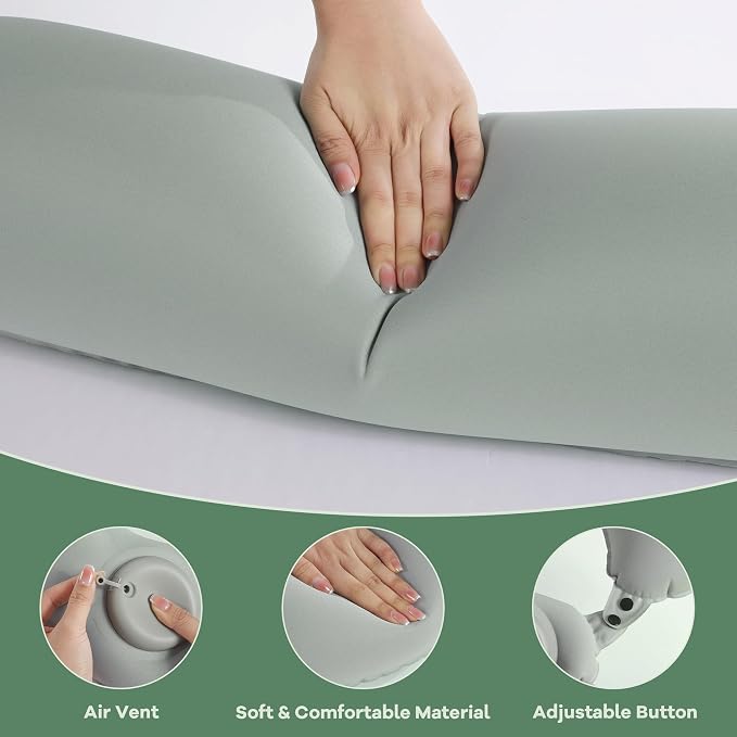 U-Shaped Full Body Bath Pillow for Tub 2 Pcs Inflatable Bathtub Bath Pillows with Adjustable Button for Shower, Neck Support Headrest & Leg Pillow for Relaxation Spa Soak in Bathtub