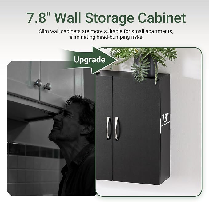 SoBuy Multifunctional Wall Mount Storage Cabinet, Wall Size, Black | Wall Mount Over-Toilet Medicine Cabinet With Shelf, Multi-Purpose Storage For Kitchen Bathroom Laundry