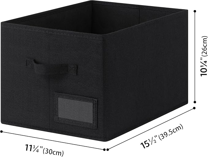 GRANNY SAYS Closet Storage Bins with Label, Black, Large, 3-Pack | Storage for Closet Shelves, Fabric Storage Bins for Clothes, Closet Organization Bins, Collapsible Storage Bins with Handles