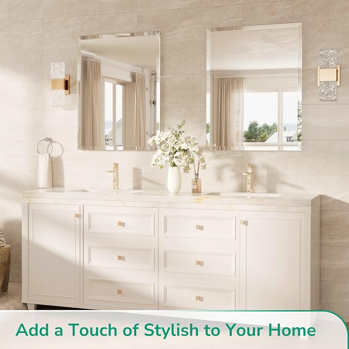 48x30 Frameless Bathroom Mirror Rectangle, Tempered Beveled Mirror for Bathroom Vanity with 1" Beveled Edge, Shatterproof Modern Wall Mirrored for Living Room, Entryway, Restroom