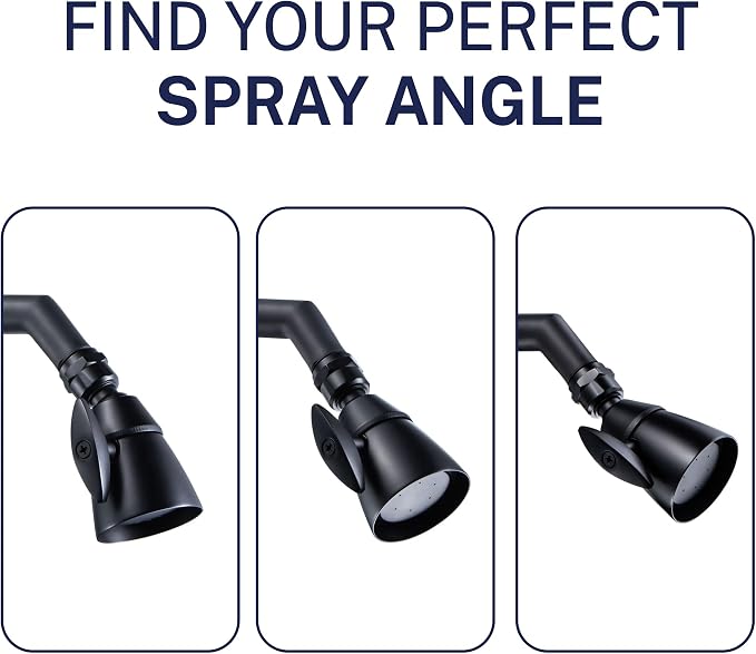 HammerHead Showers® Solid Metal 2 Inch High Pressure Shower Heads - MATTE BLACK – California Compliant 1.75 GPM Low Flow Rate - High Flow Shower Head with ADJUSTABLE SPRAY PATTERN - Fixed Shower Head