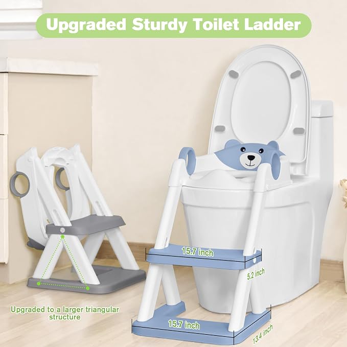 COOSEYA Toilet Seat, Potty Training Seat for Toddler, Upgraded 2-in-1 Potty Toilet Training for Boys and Girls,Waterproof Cushioned Mat with Non-slip Step Stool
