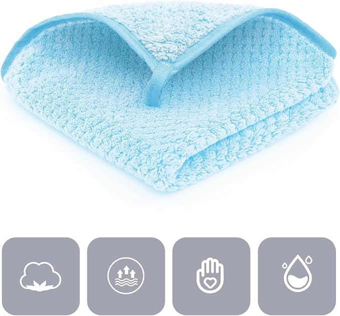 MaopaoBeauty 6 Pack Washcloth Set - Quick Drying & Absorbent Microfiber Gym Towels 13x13 inches - Lightweight & Thin Yoga Towels - Multi-Purpose Camping Towels for SPA, Hotel & Bathroom, Light Blue
