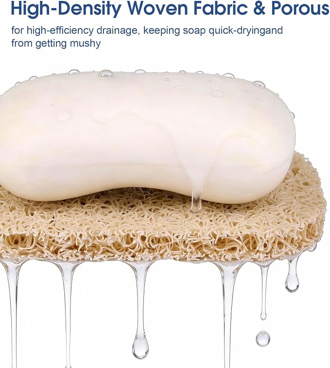 8 Pack Soap Holder, Beige Bar Soap Saver Dish for Shower, 4.5" x 3" | High-Efficiency Drainage & Non-Slip, Lift Pads Sponge Tray for Kitchen Sink, Bathroom, Travel, Hotel Cleaning Supplies