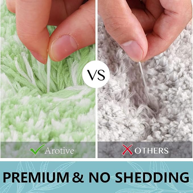 Arotive Microfiber Bathroom Rugs, Shaggy Soft Absorbent Bath Rug, 54x24 | SageGreen, Rubber Backing Thick Plush Machine Washable Dry Bath Mats for Bathroom, Tub and Shower, Rectangular