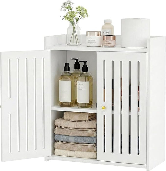 HAYOFAMY 3-Tier Wall Bathroom Storage Cabinet 7.9" D x 15.7" W x 15.7" H | PVC Medicine Cabinet Organizer with Door, for Living Room Kitchen Entryway Small Space