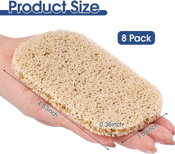 8 Pack Soap Holder, Beige Bar Soap Saver Dish for Shower, 4.5" x 3" | High-Efficiency Drainage & Non-Slip, Lift Pads Sponge Tray for Kitchen Sink, Bathroom, Travel, Hotel Cleaning Supplies
