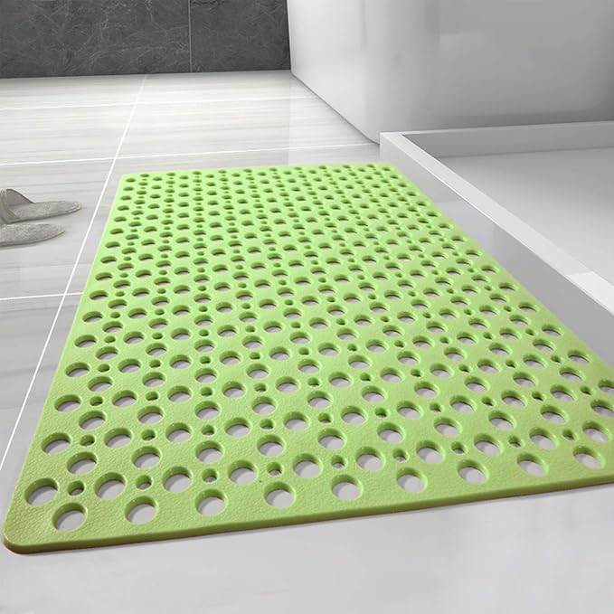Casa and Beyond Shower Mat, Secure Shower Mats Easy to Clean, Showers Mat with Suction Cup, Washable Non-Slip Bathtub Mats for Inside Showers (Green,34.6 * 15.7 in)