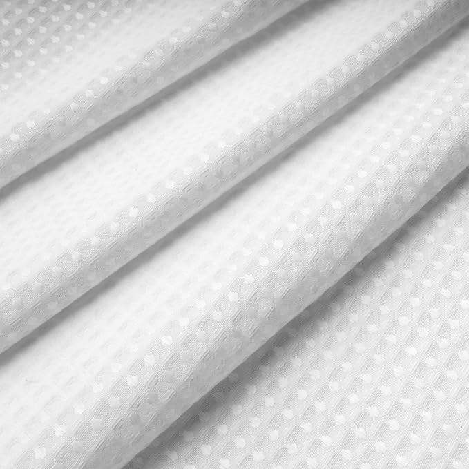 N&Y HOME 54 x 78 Waffle Weave Shower Curtain with Snap-in Liner Set White | 12 Metal Hooks Included, Snap on/off Fabric Liner, Hotel Style & Mesh Top Window, Machine Washable, 54x78 Shower Stall Size