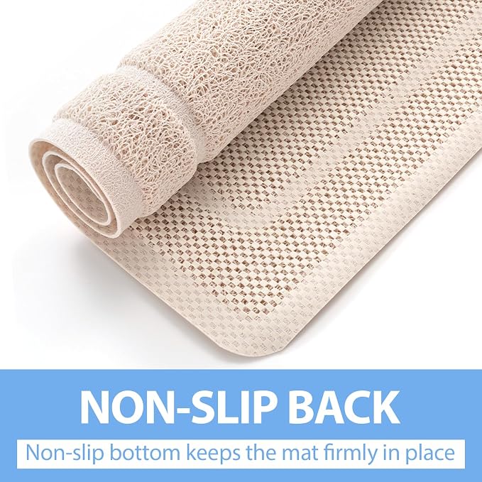Hargiis Non-Slip Bathtub Mat, Anti Slip Shower Mat, Fast Drying Bathtub Mats, Upgraded Foot Scrubber Mat, Anti Slip Mat for Tub, Floor, Bathroom, Kitchen, Hotel (Beige 24"×24")