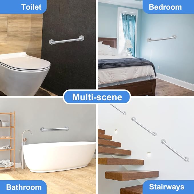 18 Inch Shower Grab Bar, 500lbs, Brushed Nickel Finish, 2 Pack | 304 Stainless Steel, Fully Welded, ADA Compliant, Smooth Safety Grab Bar with Elegant Decor Finish for Bathroom