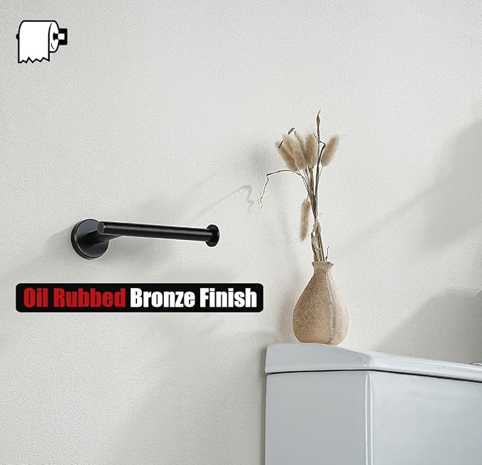 JQK Toilet Paper Holder Oil Rubbed Bronze, 5 Inch 304 Stainless Steel Thick 0.8mm Tissue Paper Dispenser for Bathroom, Hold Mega Rolls Wall Mount, TPH120-ORB