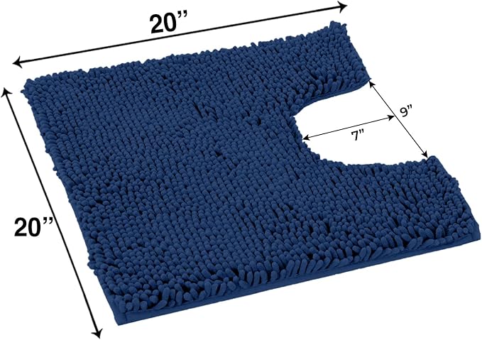 LuxUrux Bath Mat-Extra-Soft Plush Bath Shower Bathroom Rug,1'' Chenille Microfiber Material, Super Absorbent Shaggy Bath Rug. Machine Wash & Dry (20 x 20, Blue)