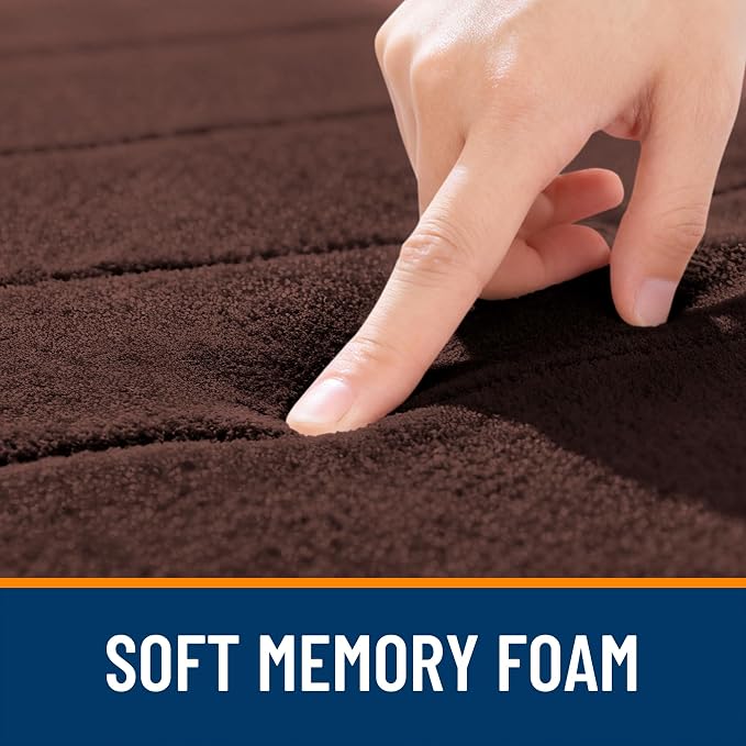 OLANLY Memory Foam Long Bathroom Rugs Runner 47x24, Super Soft Absorbent | Brown, Quick Dry Bath Mat, Machine Washable Shower Floor Rugs, Bathmat Carpet for Bathroom Floor, Tub and Shower