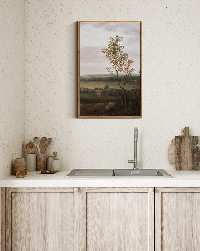 InSimSea Framed Canvas Prints Art Vintage Decor, Rural Scenery Landscape Paintings, Large Prints, Countryside Farmhouse Wall Decorations for Living Room Dining Room Bedroom, 16"x24"