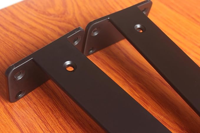 16 Pack - 16 inch Black Hidden L Shelf Bracket (1/5 Inch Thicked) Iron Floating Shelf Brackets Rustic Industrial Metal Brackets for Shelf Support
