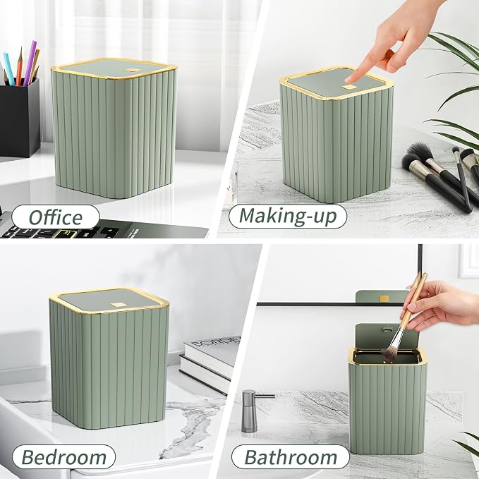 Bathroom Set - Bathroom Sets with Shower Curtain and Rugs, Sage Green Bathroom Set, 27PC Bathroom Accessories Set, Mini Trash Can, Toilet Brush, Trash Can & Soap Dispenser