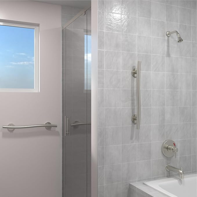 HEALTHCRAFT Wave Grab Bar 24" Single Pack, ADA Rail - Brushed Stainless | Wave-shaped decorative grab bar, ADA compliant, 500 lb capacity