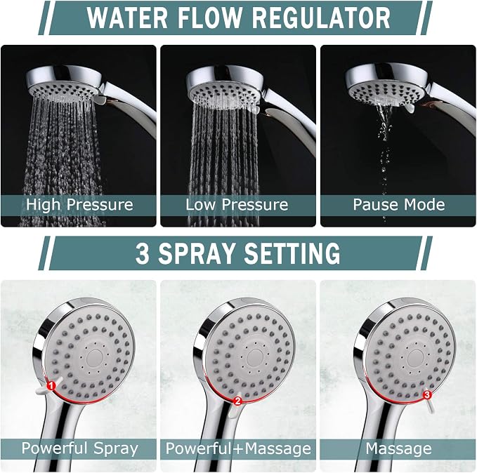 Filtered Shower Head with Handheld, High Pressure Rainfall Shower Head | Filter for Hard Water, Removes Chlorine & Impurities, 60'' Hose, Adjustable Holder, Chrome Finish (Silver)