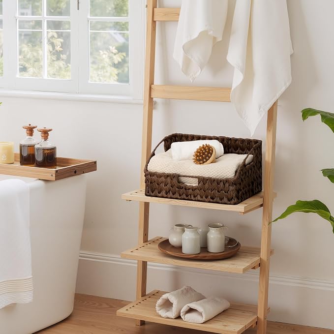 GRANNY SAYS Wicker Storage Basket for Shelves, Large Wicker Basket | Wicker Storage Baskets for Pantry, Open Front Basket for Shelves, Kitchen Storage Baskets, Decorative Basket for Home Decor