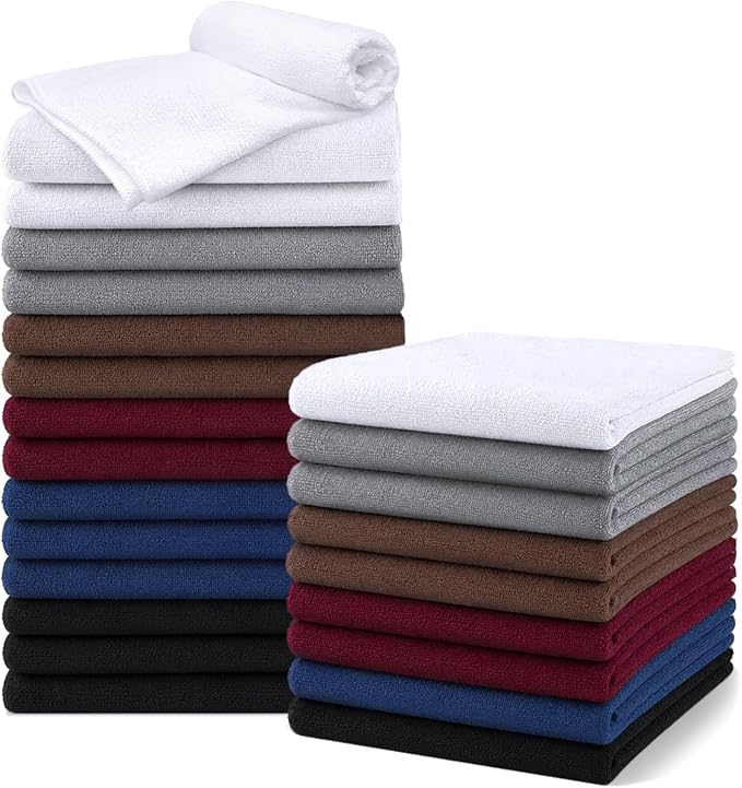 Salon Towels 24 Pack, Microfiber Barber Towels Bulk | (16x29 inches) Hair-Drying Cloth Super Soft Hand Cloth for Gym, Bath, Spa and Home Beauty Care(Not Bleach Proof) - Multicolor