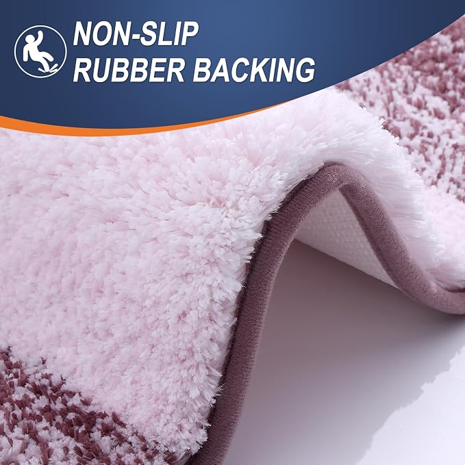OLANLY Bathroom Runner Rug 54x24, Extra Soft Absorbent Microfiber Bath Rugs | Mauve, Non-Slip Quick-Drying Rubber Backing, Machine Washable Long Bath Mat for Floor, Tub and Shower, Home Decor Accessories