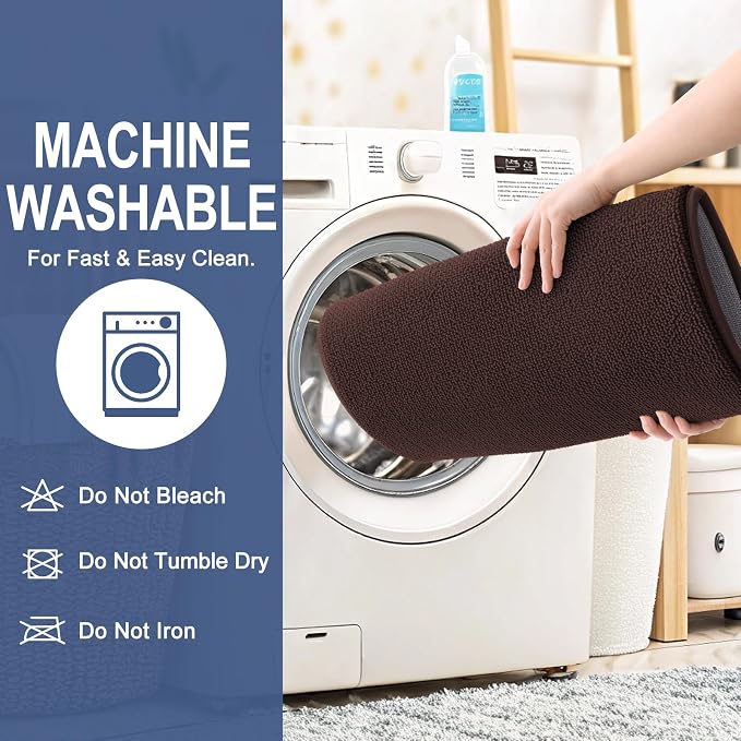 OLANLY Memory Foam Large Bathroom Rugs 47x32, Absorbent Bath Mat, Brown | Soft Quick Dry Bath Rugs, Non-Slip Carpet, Machine Washable Mat for Bathroom Floor, Tub and Shower, Home Decor Accessories