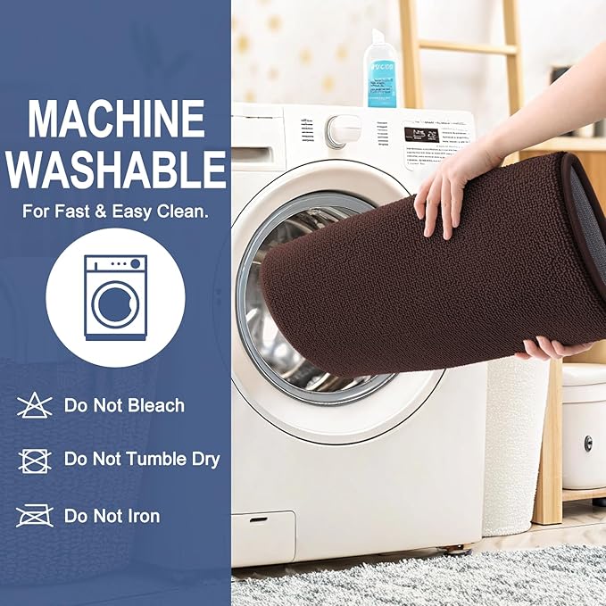 OLANLY Memory Foam Bathroom Runner Rugs 47x20, Absorbent Long Mat, Brown | Soft Quick Dry Bath Rugs, Non-Slip Carpet, Machine Washable Mat for Bathroom Floor, Tub and Shower, Home Decor Accessories