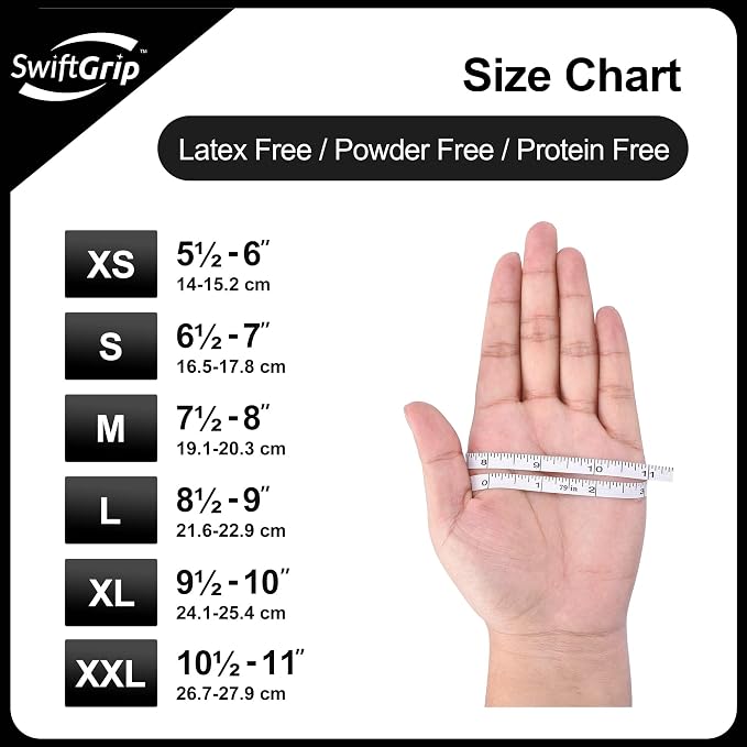 SwiftGrip Disposable Nitrile Exam Gloves, Black Nitrile Gloves Disposable Latex Free for Medical, Cooking & Esthetician