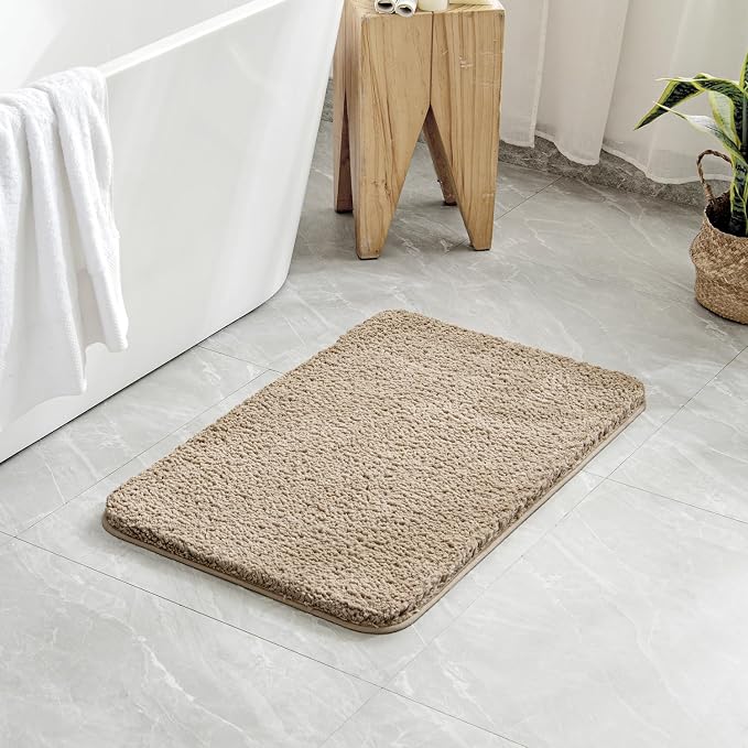 MIULEE Tan Large Bathroom Rugs Soft Microfiber Bath Mat 24x36 Inch | Absorbent, Non Slip, Quick Dry, Fluffy Bath Rugs for Bathroom Floor Tub Showers, Machine Washable