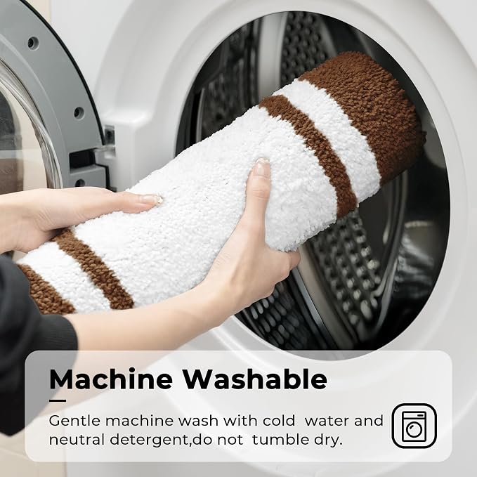 GRANNY SAYS Microfiber Bathroom Rugs Non Slip Washable, Water Absorbent Bathroom Mats for Tub, Soft Bath Mats for Bath Floor & Shower, Bath Rug, 24" x 48", Brown Bath Rugs