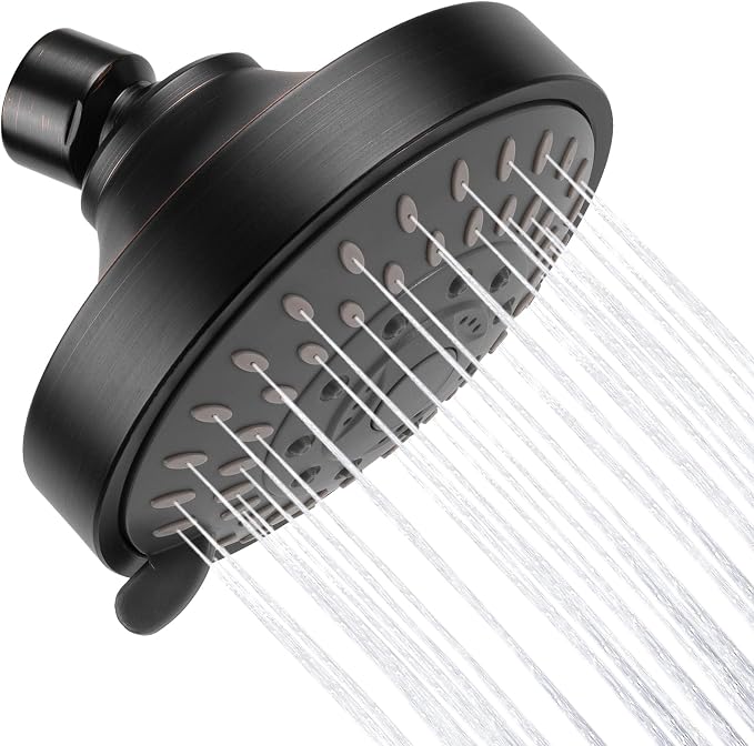AISOSO High Pressure Rain Shower Head 5 Modes 4.1 Inch Oil Rubbed Bronze | Low Water Pressure Compatible, Powerful Spray Fixed Showerhead for a Relaxing Indoor & Outdoor Shower