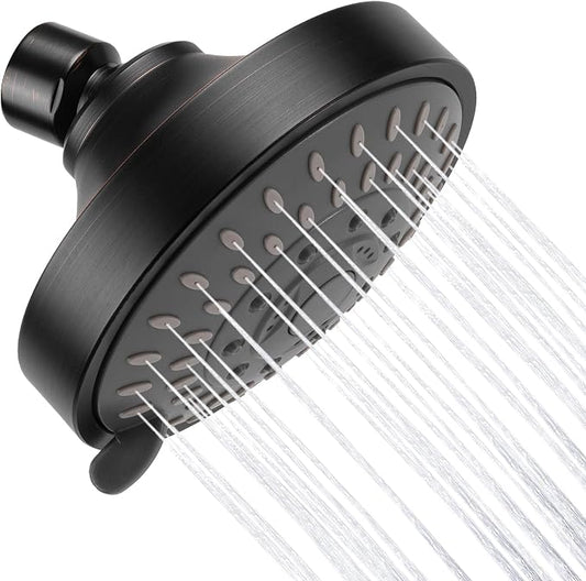 AISOSO High Pressure Rain Shower Head 5 Modes 4.1 Inch Oil Rubbed Bronze | Low Water Pressure Compatible, Powerful Spray Fixed Showerhead for a Relaxing Indoor & Outdoor Shower