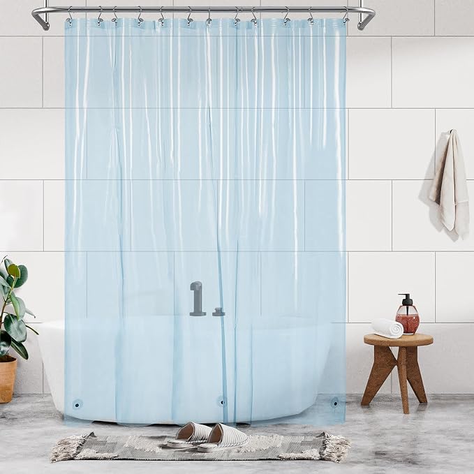 Barossa Design Extra Long Shower Curtain Liner Clear Blue, 72x84 | Waterproof PEVA, 3 Bottom Magnets, Metal Grommets, Lightweight Plastic Shower Liner XL 72 x 84 Inches for Bathroom/Tub