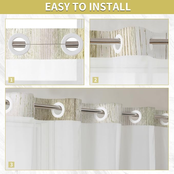 Hookless Shower Curtain with Snap in Liner, Yellow No Hook Shower Curtains for Bathroom，Shower Curtain and Liner Set for Bathroom Decor,Waterproof & Washable,72x87 Inch