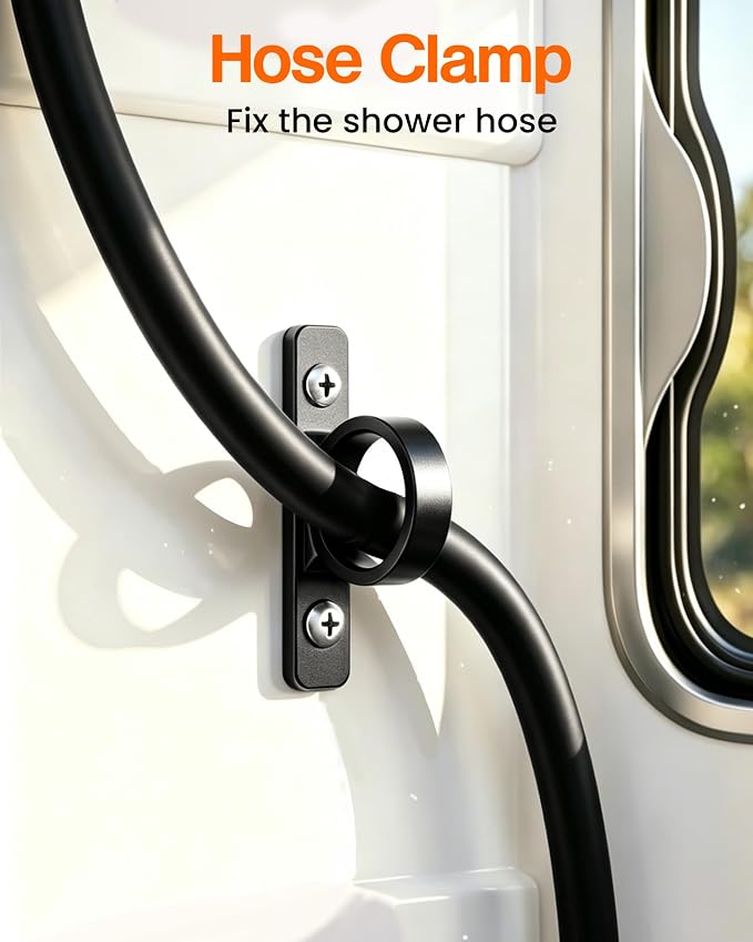 RV Shower Head with Hose, High Pressure Handheld RV Shower Head Replacement with On Off Switch,5 Modes,Power Jet, Camper Showerhead for RV,Travel Trailer,Motorhome,Boat,Black