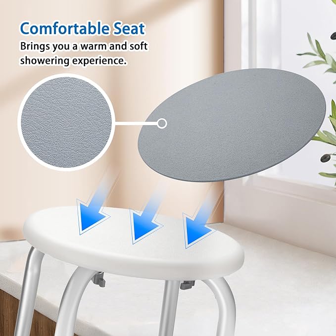 Adjustable Bath Seat, Bathroom Bathtub Shower Chair Stool for Elderly and Disabled, Seniors Tub Transfer Bench for Inside Shower (Grey, Basic Version)