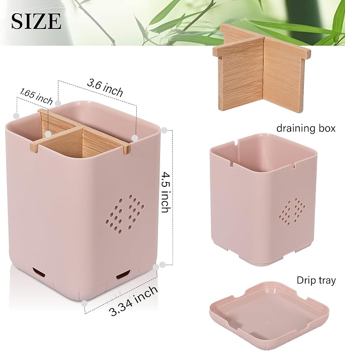 Toothbrush Holders for Bathrooms, Electric Toothbrush Holder, Pink | Toothbrush and Toothpaste Organizer for Bathroom Countertop, 3 Slot Vanity Storage
