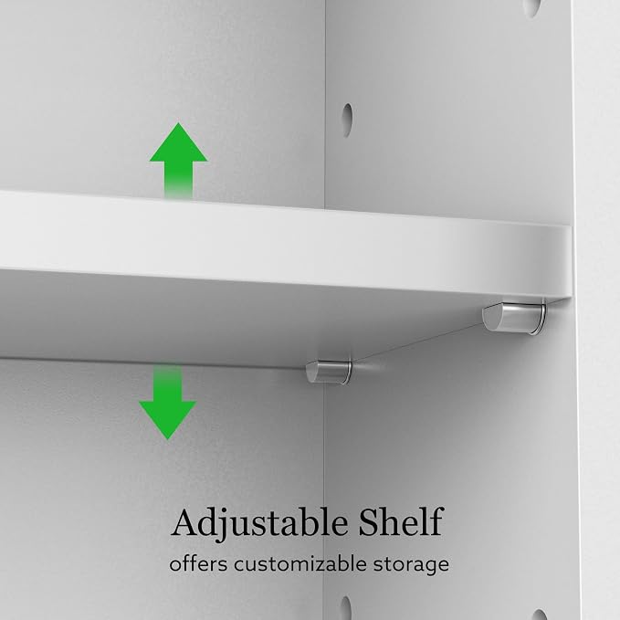 Bathroom Cabinet Wall Mounted Over Toilet Storage Cabinet 20x28 Inch White Wood Wall Space Saver Medicine Cabinets for Bathroom Storage with Adjustable Shelf, 2 Doors, Soft Hinge